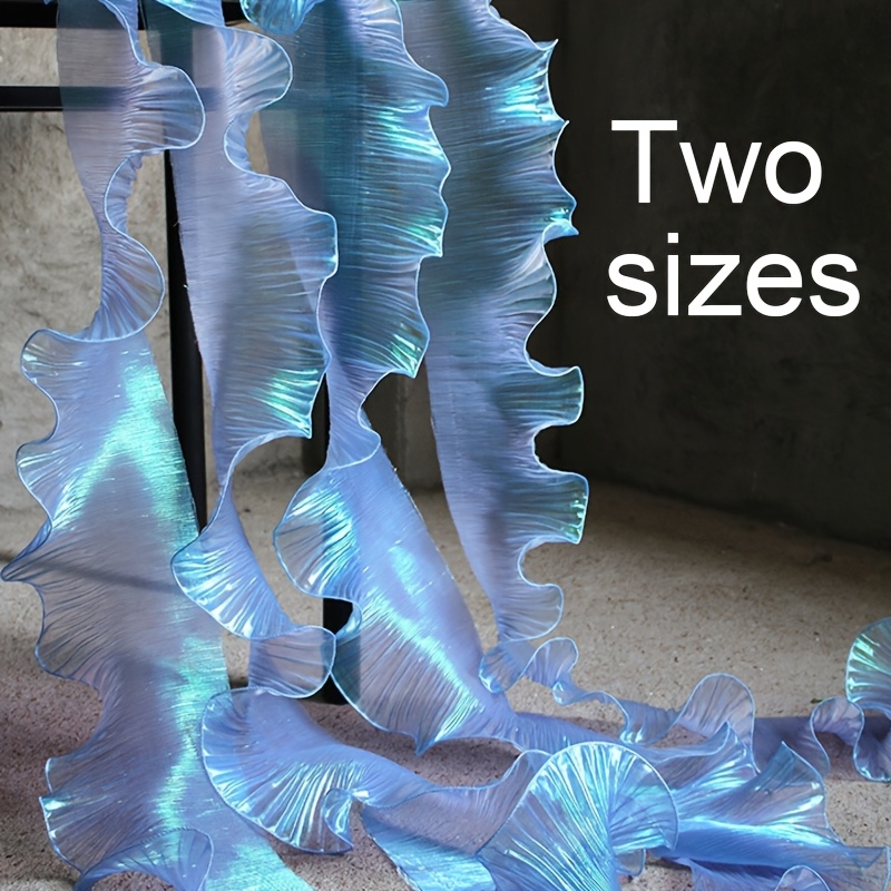TEMU 2-meter Iridescent Gradient Lace With Edges And Large Floral Patterns Made Of Organza Fabric For Decoration And Additions