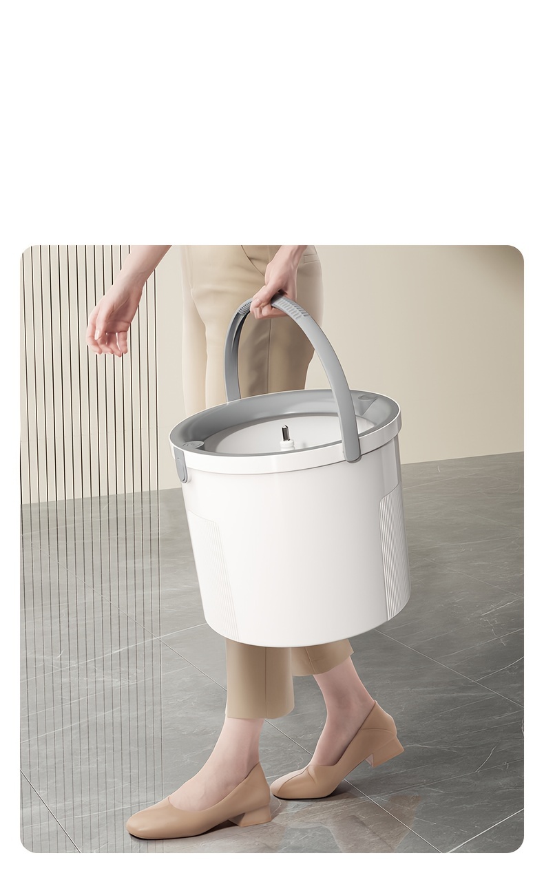 2 in 1 spin mop and bucket set with self washing and drying mechanism hands free easy wringing system for home cleaning ideal for hardwood laminate tile floors   plastic suitable for living room bedroom bathroom kitchen no electricity needed details 9