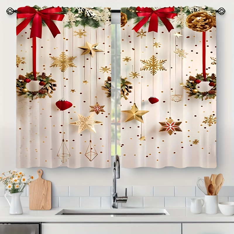 

Christmas Curtains, 24x59inch, Drapes Bowknot , , , Polyester, Rod , For , , , Bathroom, Decor