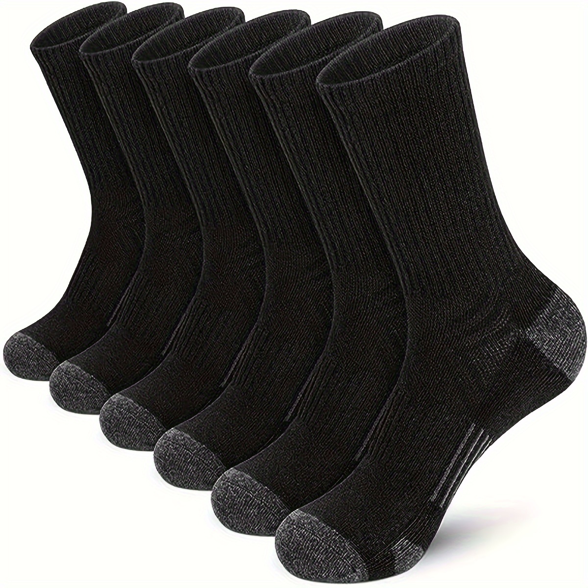 TEMU 6 Pairs Of Men's Crew Socks, Anti Odor & Sweat Absorption Breathable Basketball Socks, For All Seasons Wearing