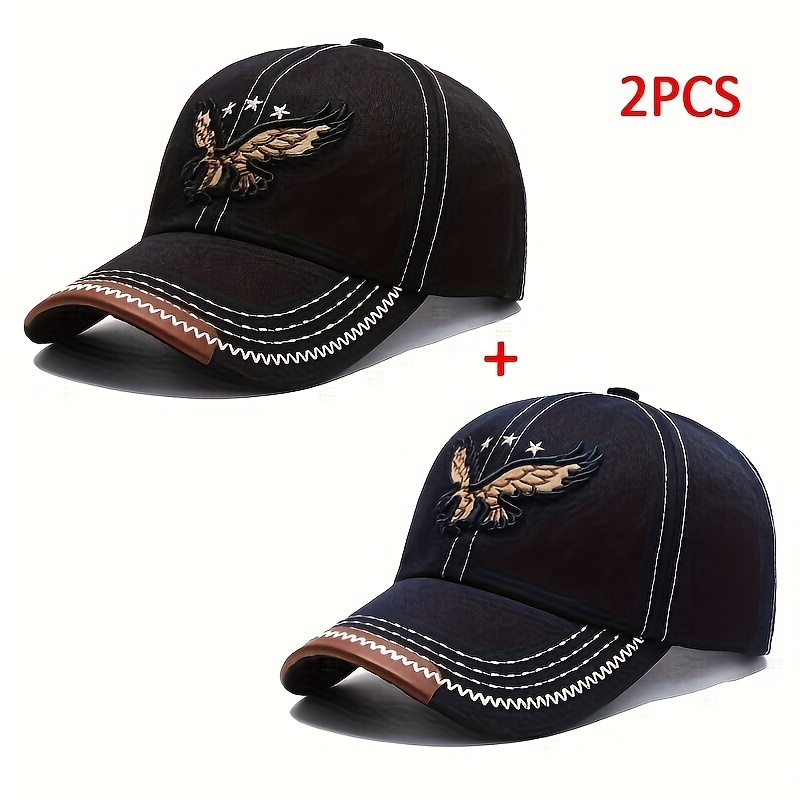E-shop 2er-Pack Kombi Baseball Cap mit Adler-Embroiderung, modische Outdoor-Freizeit-Geschenk Sonnenhut