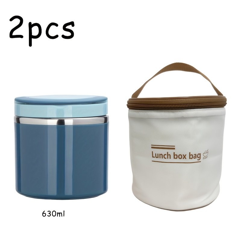 TEMU 2pcs Stainless Steel Insulated Lunch Set With Lunch Bag - Lunch Box, Lunch Container - Leak-proof Stackable Design, Ideal For Office, School,