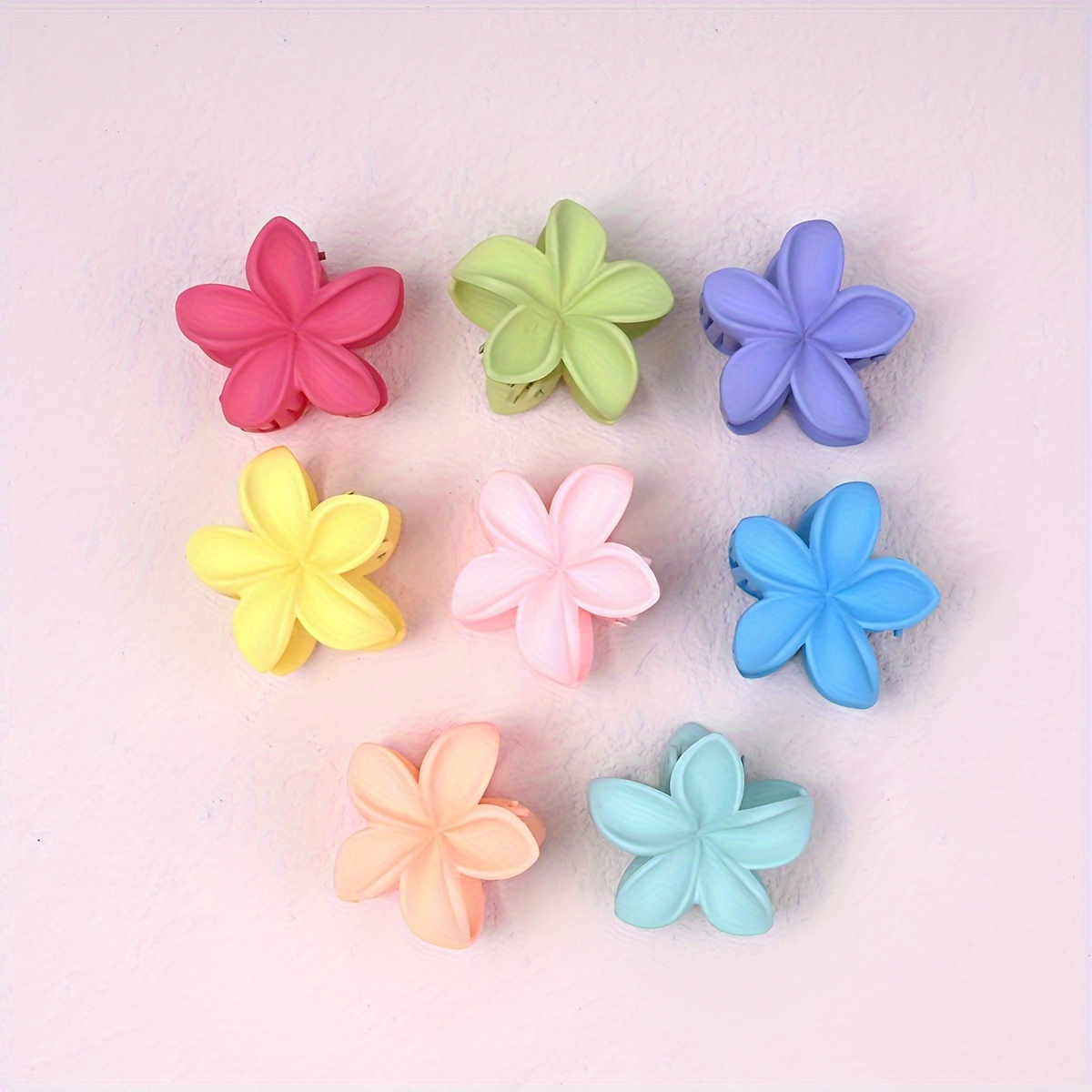 

8pcs Hair Clip Set - Cute Mini Flower Barrettes For Women & Girls, Solid Color Accessories