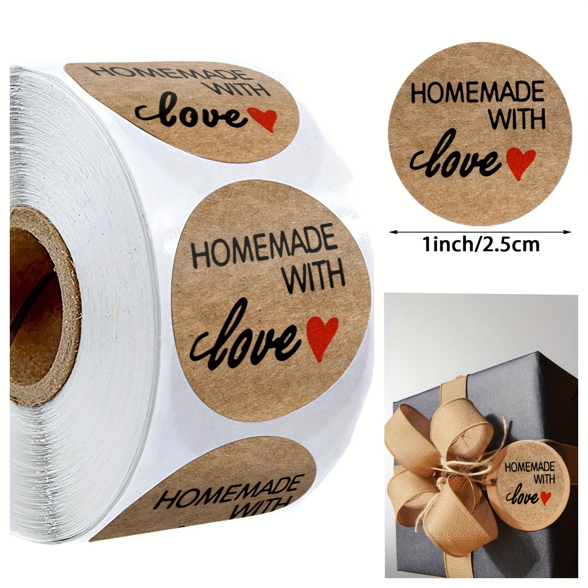 

500pcs/roll "homemade With Love" Paper Stickers Adhesive Labels Baking Wedding Party Decoration Mother's Day Gift Stickers