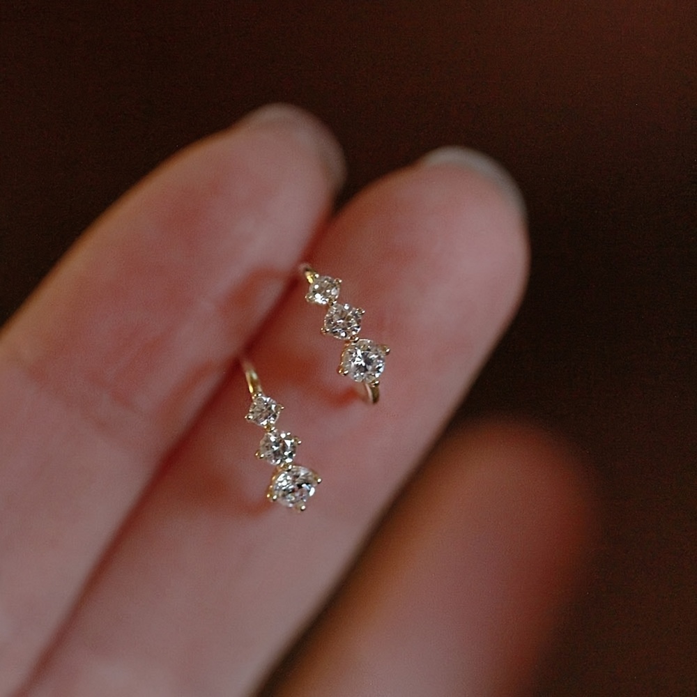Simple And Exquisite Small Synthetic Zirconia Earrings For Women, Fashionable Ear Ornaments, Daily Versatile Earrings