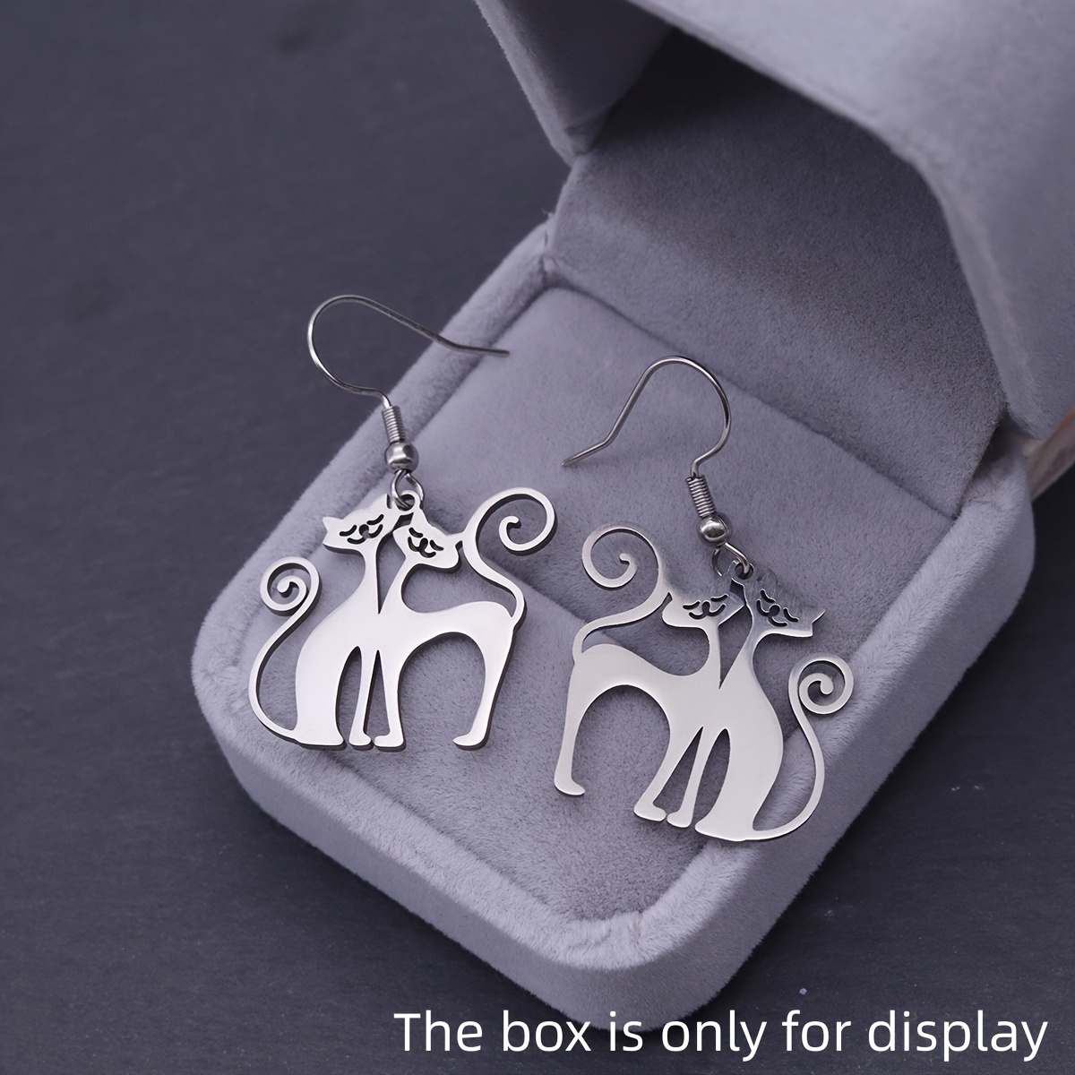 TEMU Pendientes de lindo para mujer con borlas y gancho de oreja de gato, acero inoxidable, joyería de oreja, regalo del Día de San Valentín,