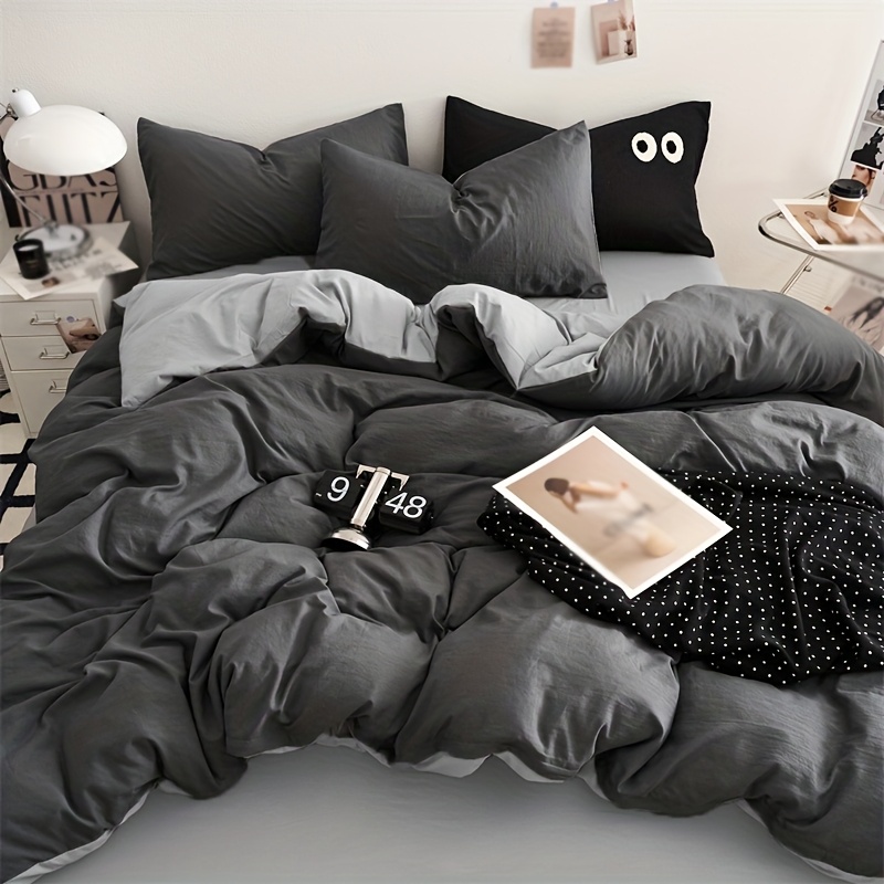 TEMU Set copripiumino e federe in poliestere , 3 pezzi (2 federe e 1 copripiumino) universale per camera da letto, letto matrimoniale//queen/king, ,