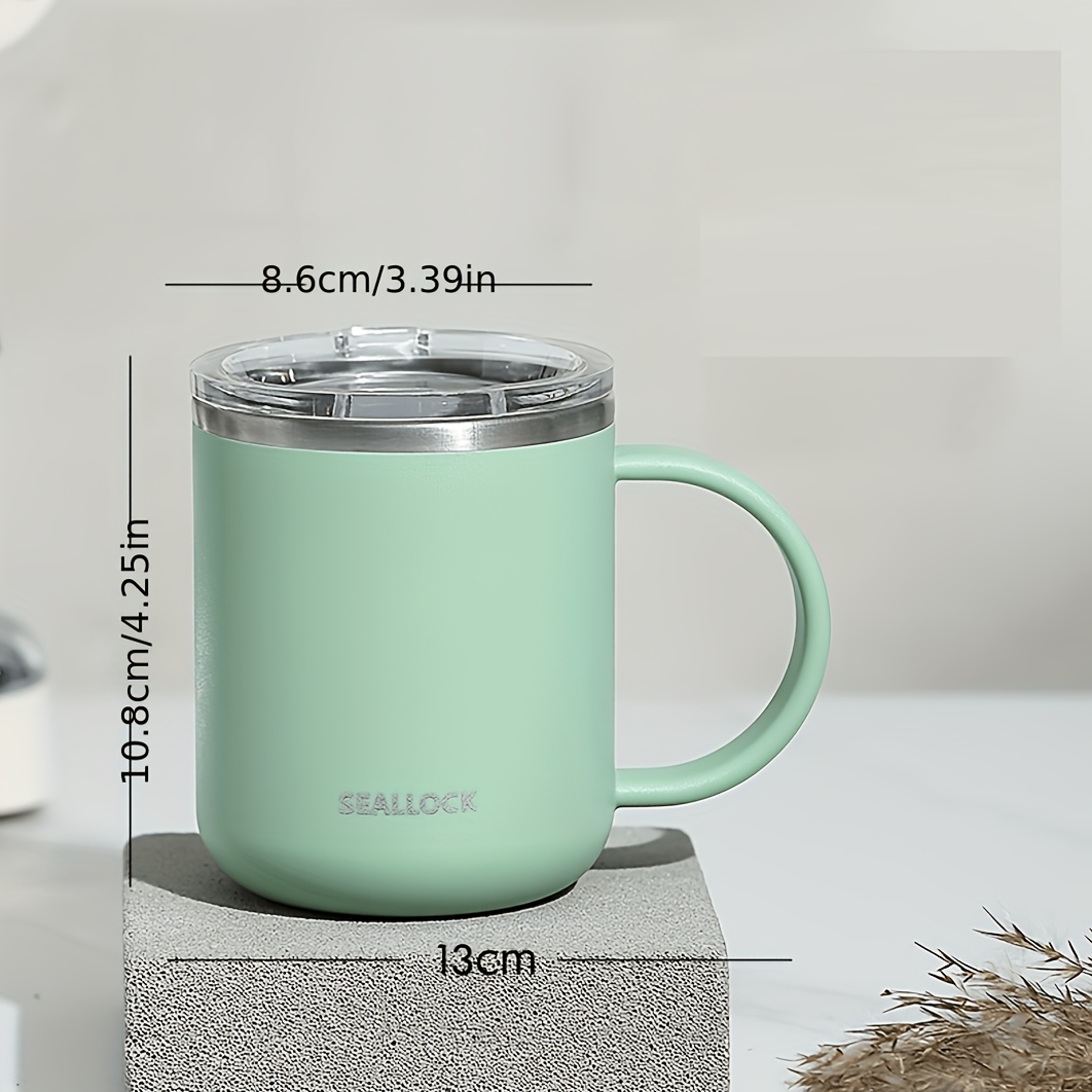 1 Stainless Steel Coffee Mug, Portable Water Cup With Lid And Handle