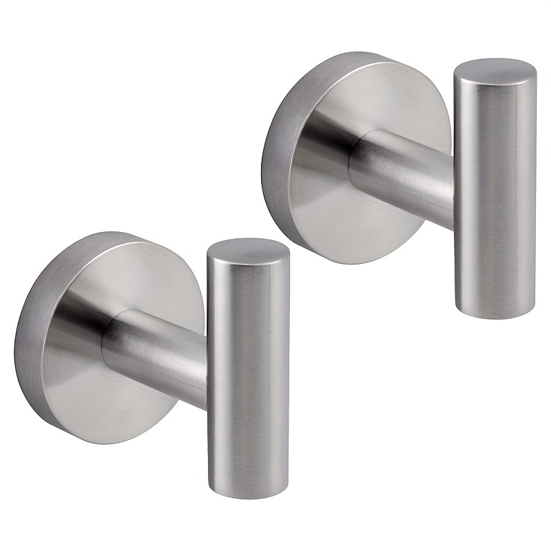 

2pcs Stainless Steel Towel Hook, Heavy Duty Wall-mounted Hanger, Towel Robe Clothes Hook, Suitable For Cabinet, Closet, Bathroom Bedroom, Bathroom Accessories
