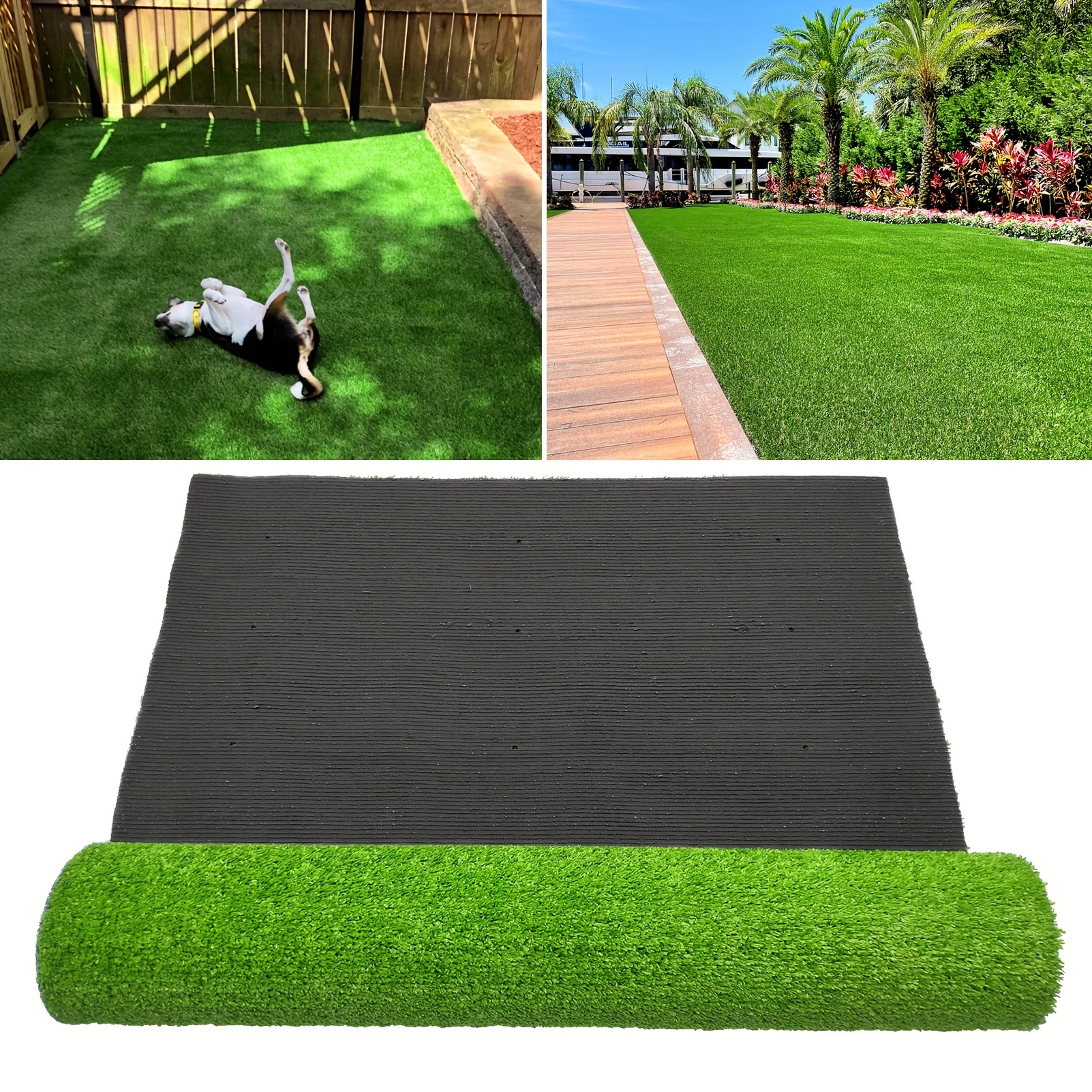 

Realistic Artificial Grass 4ft X 13ft Green Rug 0.4" Pile Height Fake Grass Mat Indoor Outdoor Lawn Landscape For Garden, Balcony, Patio With Drainage Holes & Rubber Backing