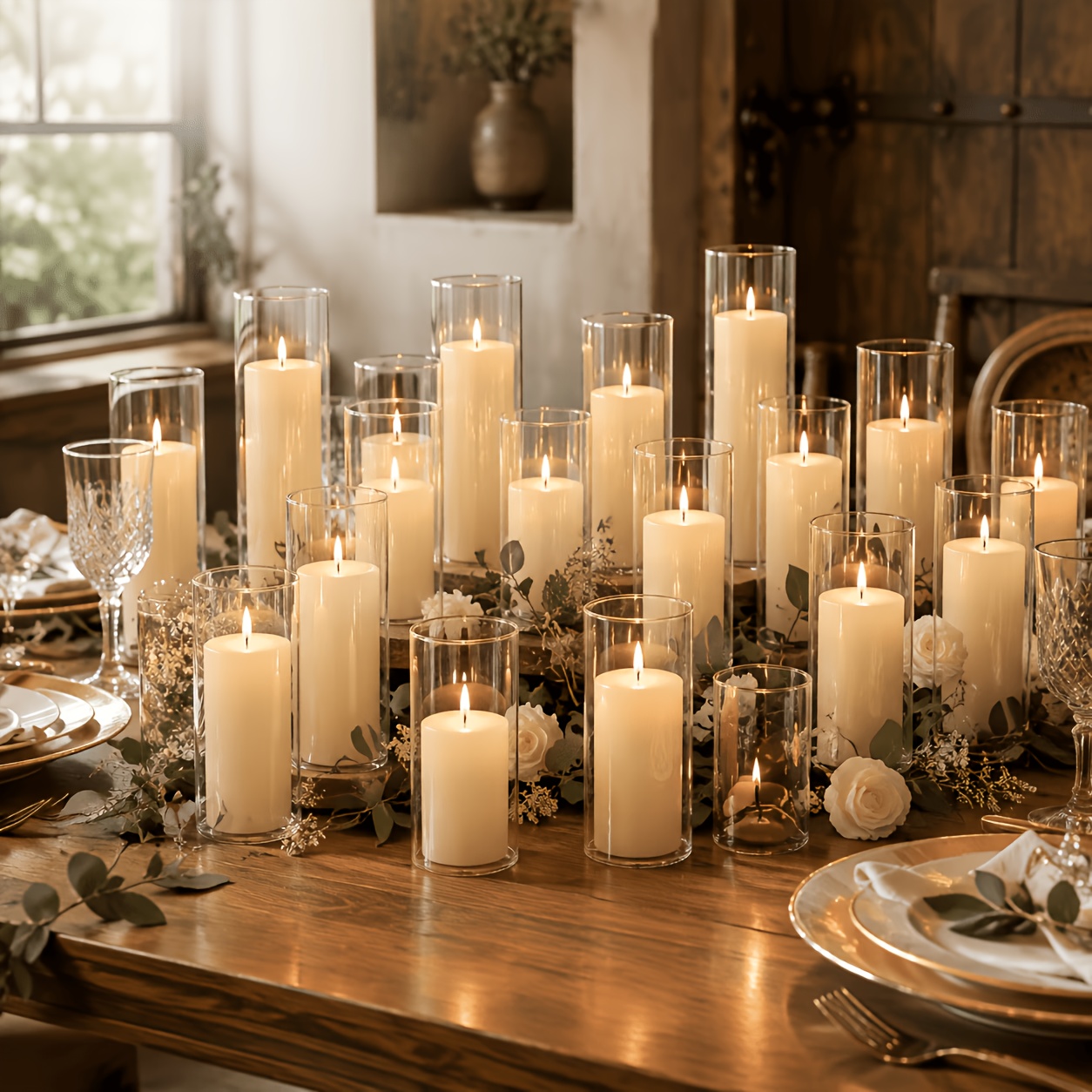24pcs Cylinder Glass Vases for Centerpieces