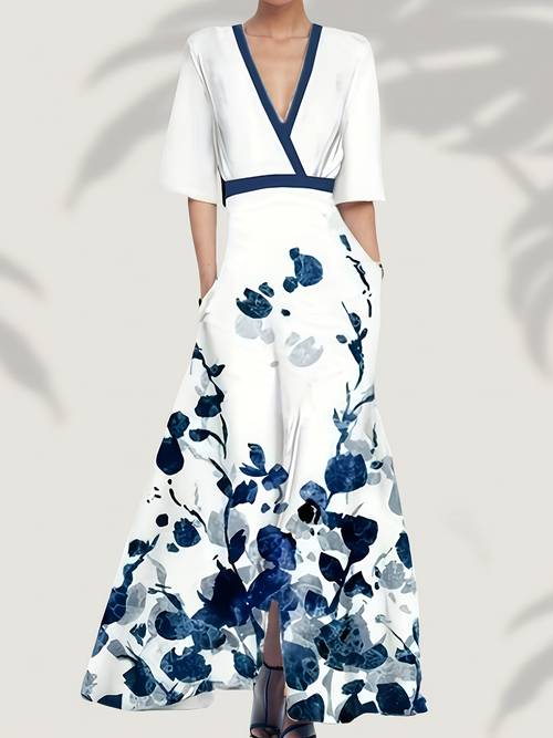 2025 new womens floral print v neck long sleeve dress cinched waist form fitting lightweight elegant dress with red flowers hand wash print dress formal occasion kimono style nonstretch fabric occasion wear evening wear breathable fabric