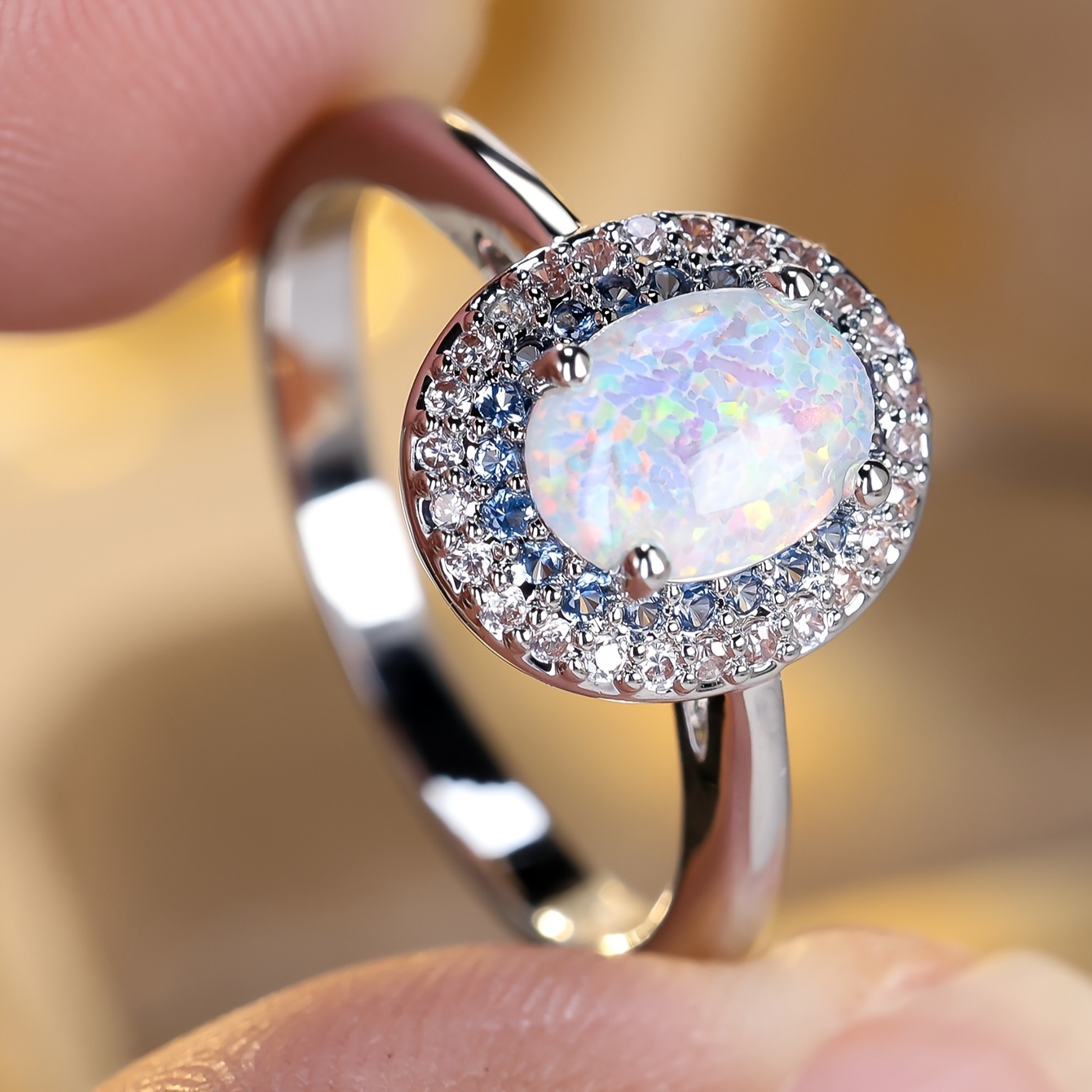 Boho Style Opal Stacking Ring Set for Her