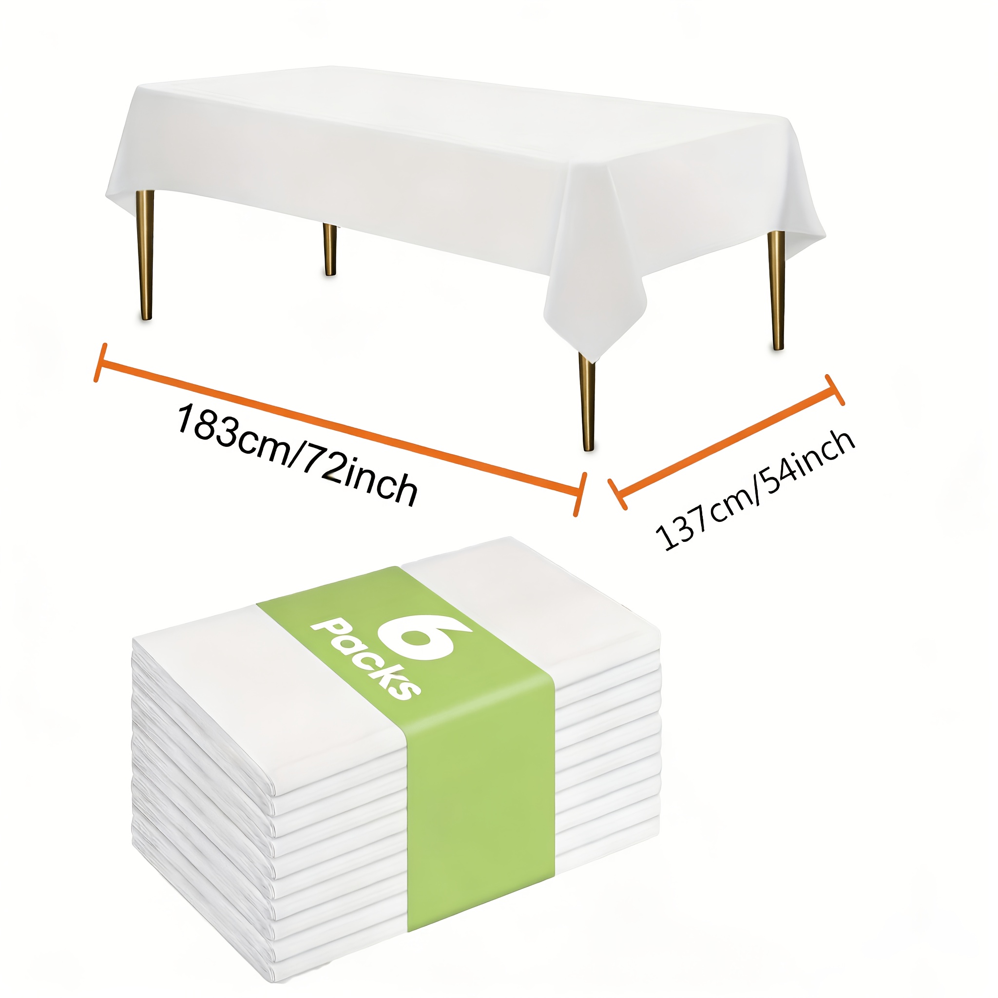6-pack, Disposable Plastic Tablecloths, Party Table Covers, Rectangular Dining Table Decorations, Suitable For Weddings And Birthday Party Decor