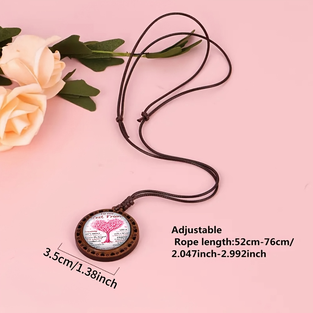Everlasting Friendship Heart Wooden Necklace, Cute Accessory