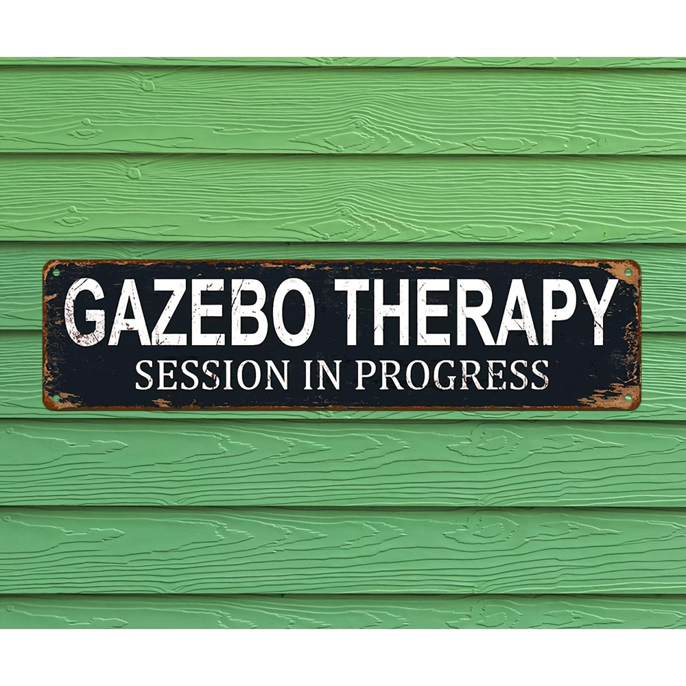 TEMU 2d Flat, 2d Flat - 1pc Gazebo In Progress Aluminum Sign, 10.16x40.64cm - Rustic Black With White Text, Ideal For Home, Bar, Cafe Wall Decor,