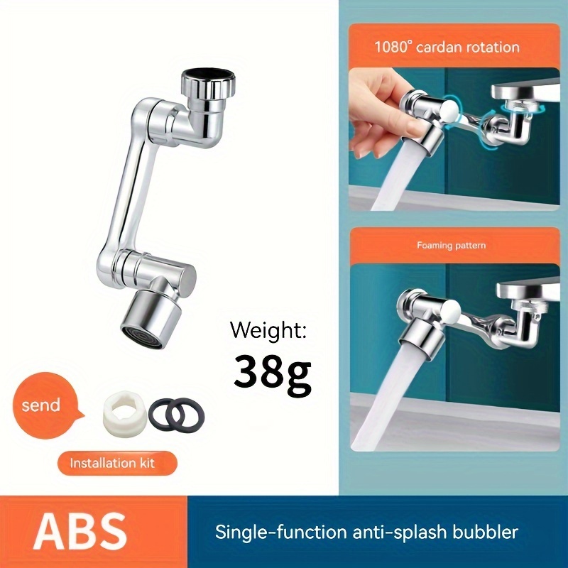 

1pc Basin Universal Faucet For Washing Hair And Washing, Extended Anti-splash Spout, Adjustable Robotic Arm, Rotating Bathroom Faucet Extender Aerator, Suitable For M22-m24 Size
