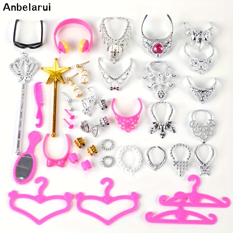 

30pcs 11.5 Inch Doll Accessories, Glasses, Headphones, Necklaces, Scepters, Numbers, Mirrors, Hangers, Earrings, Bracelets, Rings Set Fit 11.5 Inch Dolls (no Doll)