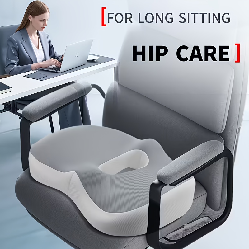 TEMU 1pc Ergonomic Memory Foam Coccyx Cushion - Office Chair Support, Washable, Wheelchair And Car Seat | Soft Seat Pad