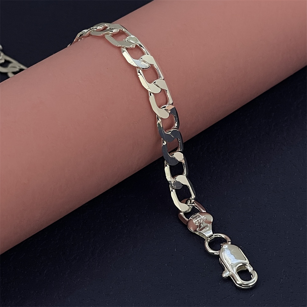 

925 Sterling Silvery Elegant Bracelet, 6mm -, Perfect Gift For Men And Women