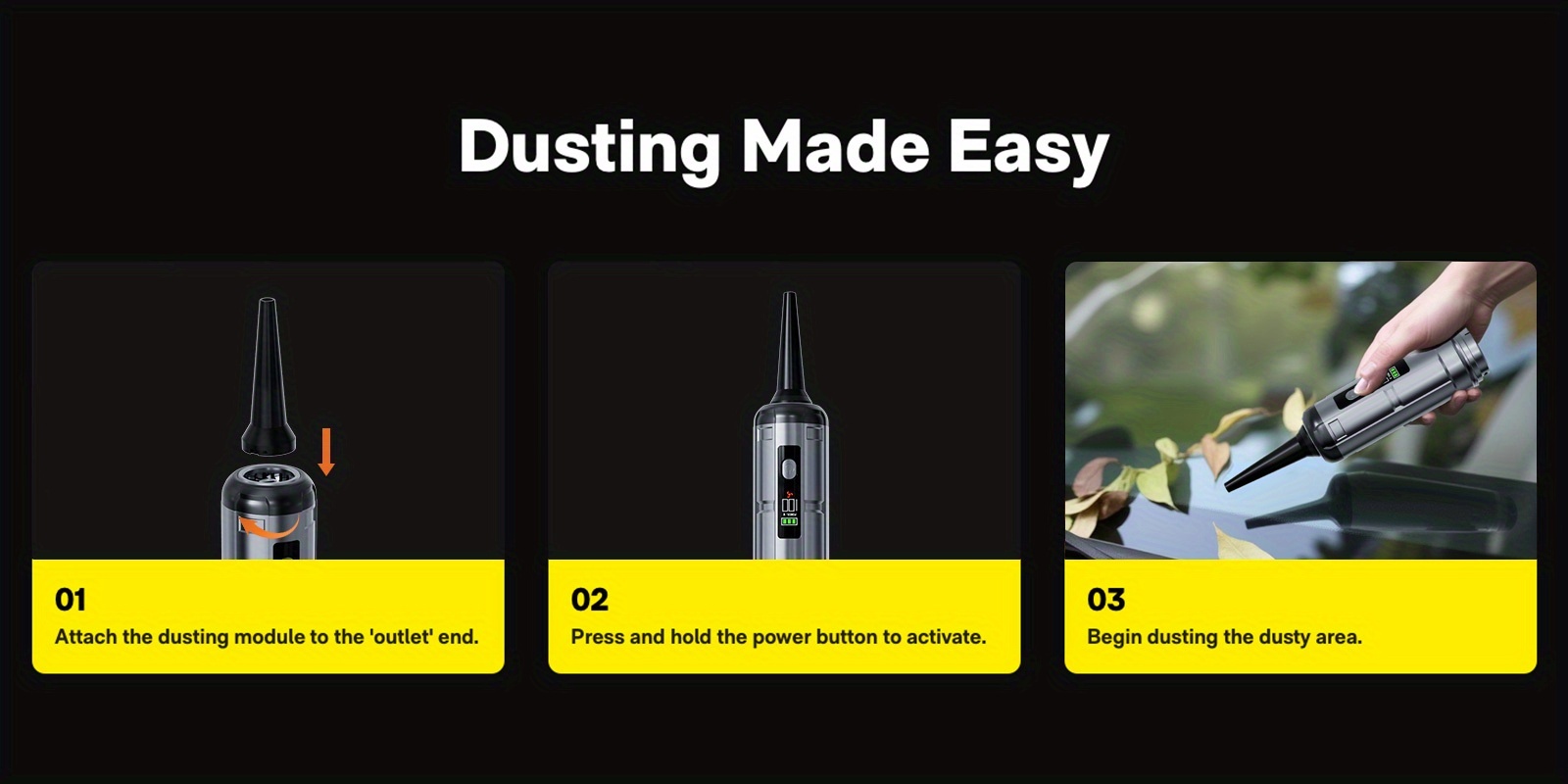 Portable Car Vacuum Cleaner - Handheld Vacuum Cleaner with High Power, Wireless Small Vacuum Cleaner, USB Rechargeable, One-Click Dust Discharge Function, Suitable for Home, Pets, Car, Office