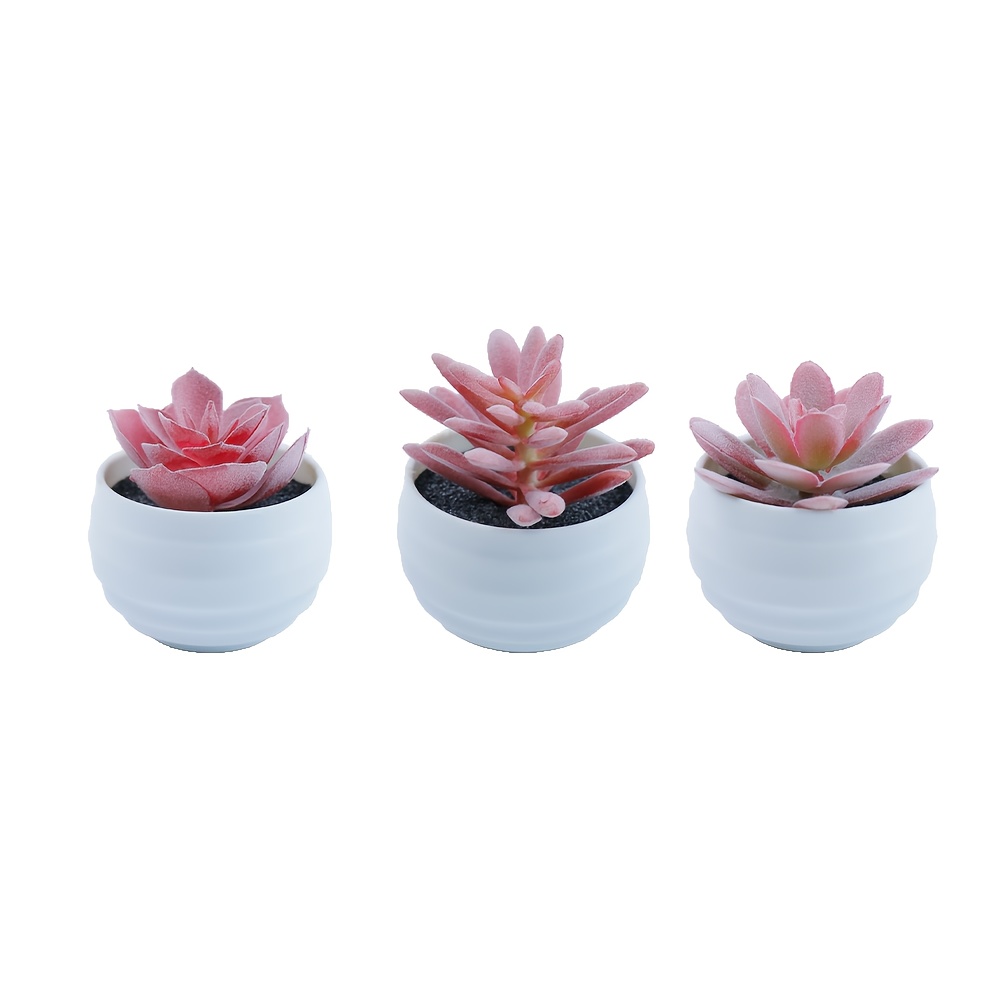 Image of Set Of 3/6 Succulents Plants Artificial In Pots Small Fake Plants For Bedroom Room Office Shelf Bathroom Decor