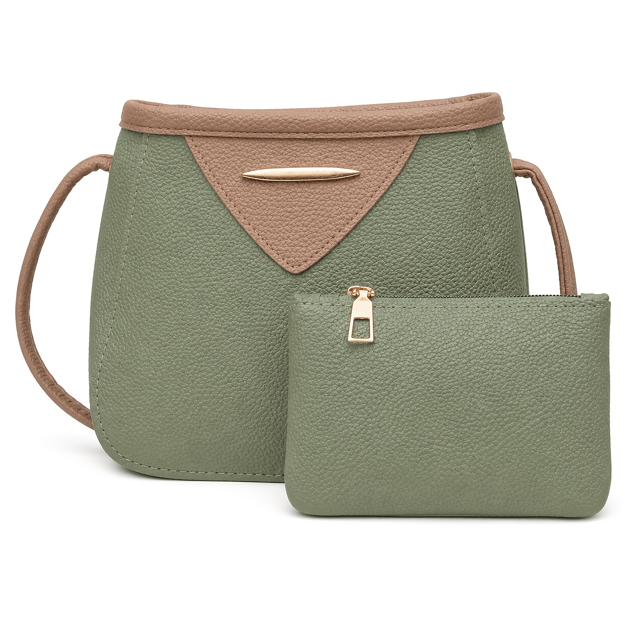 TEMU Women's 2pcs Mini Crossbody Bag Set, Small Square Shoulder Purse With Matching Zip Pouch, Lightweight Casual Everyday Bag For Work, Shopping &