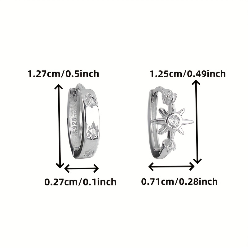 Women's S925 Silver Asymmetric Hoop Earrings, Trendy Design
