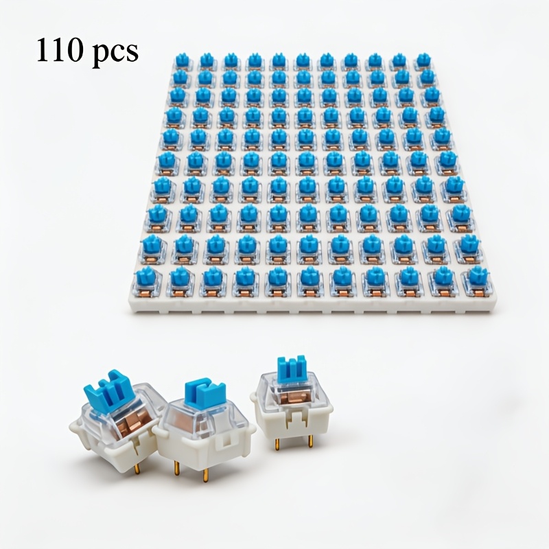 TEMU 110pcs Blue Switch Hot Swap Mx Switch, Clicky Tactile Feeling, Perfect For Gaming Typing Office, Mechanical Keyboard Replacement Parts