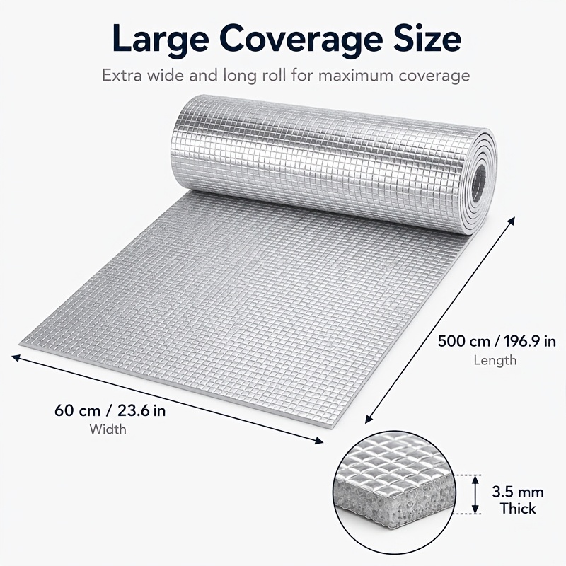 TEMU Rouleau d'isolation en feuille d'aluminium , en mousse épaisse et une couche d'isolation réfléchissante. Convient couverture d'isolation pour