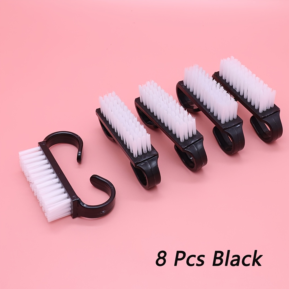 TEMU 8pcs Handle Grip Nail Brush Black Color Fingernail Scrub Cleaning Brushes For Toes And Nails Cleaner Pedicure Brushes For Men And Women