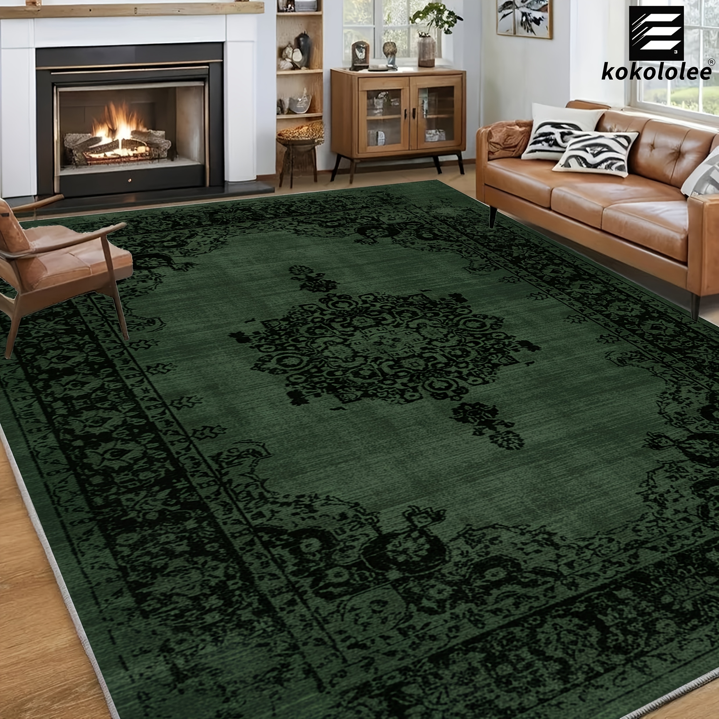 Luxuriöser * getönter Samt Teppich | Böhmische Design mit rutschfestem, strapazierfähigem, weichem Polyester * für Wohnzimmer, Schlafzimmer, Büro, Arbeitszimmer, Spielzimmer, Flur, Esszimmer