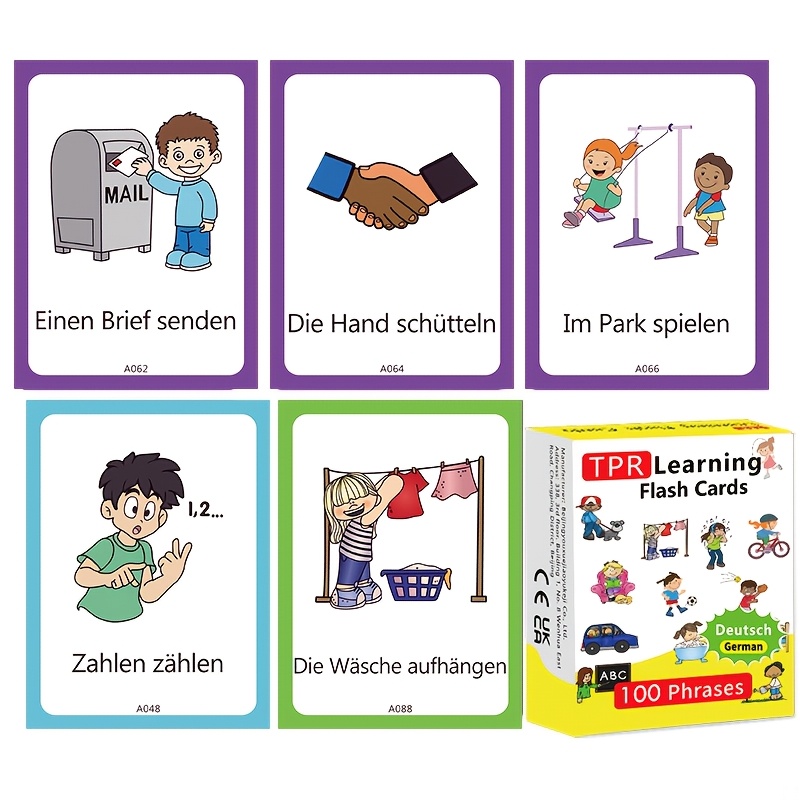 Image of Learn 100 Everyday German Phrases With 50 Tpr Cards – Fun & Vocabulary Practice For Kids Learning German – Ideal For Home Or Classroom Language Learning!