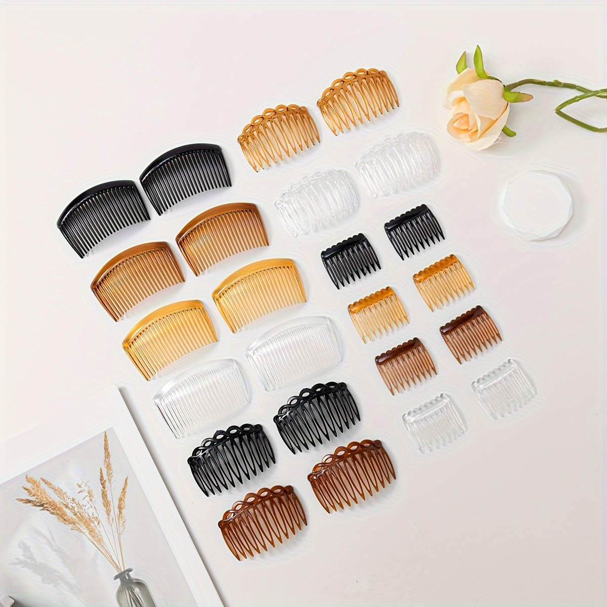 

24pcs (9 Teeth + 11 Teeth + 23 Teeth) 3 Styles And 2 Plastic Hair Combs Set