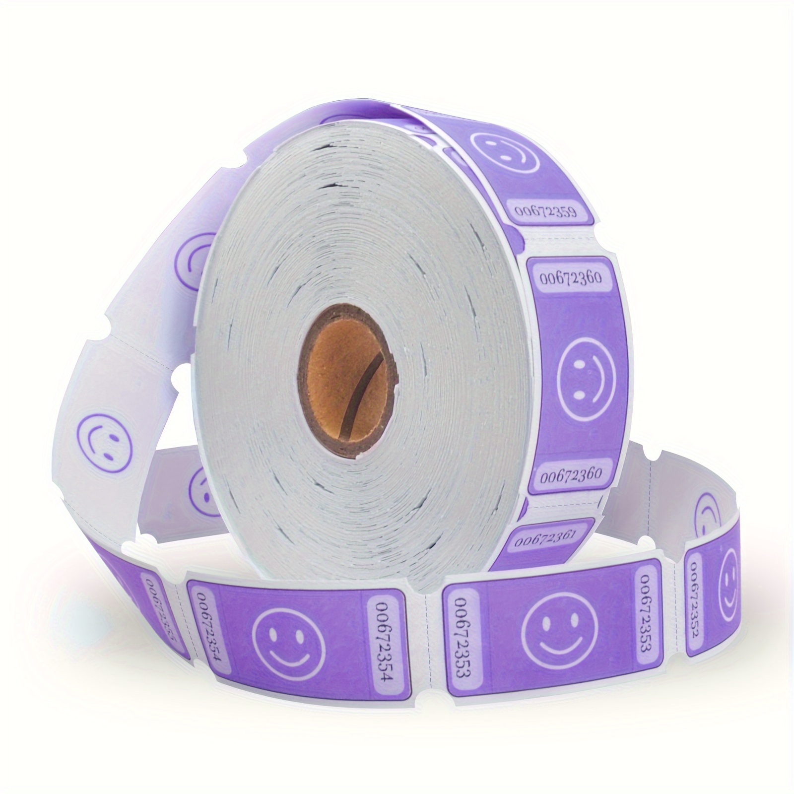 

Happy Face Raffle Tickets Roll, Each Tickets 1''x2'', For Events, Entry, Class Reward, Fundraiser & Prizes, 1000 Tickets Per Roll-purple