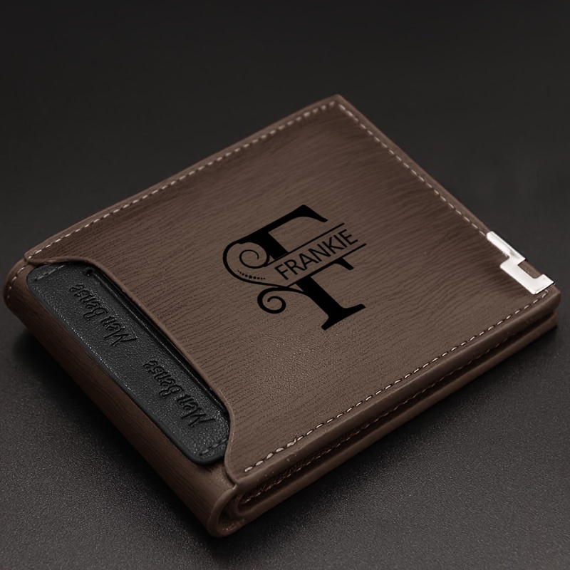 

Customized Leather Wallet For Men - Engraved Name , Uv Laser Engraving, Ideal Gift For Dad, Son On Birthday, Anniversary, Christmas, Father's Day, Thanksgiving - , , Birthday Gift