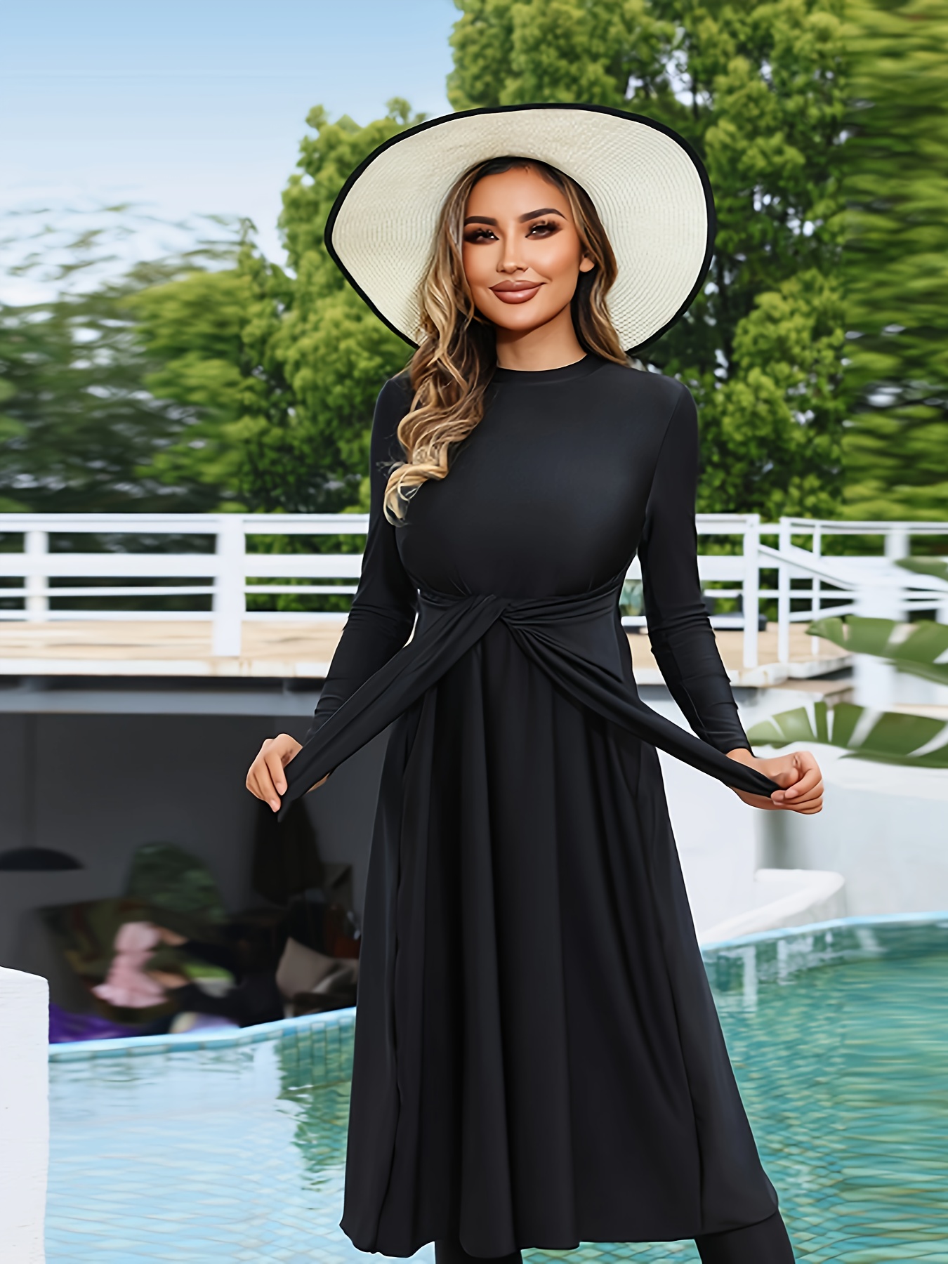 Long Sleeve Conservative Two Piece Swimsuits Plus-Size Two-Piece
