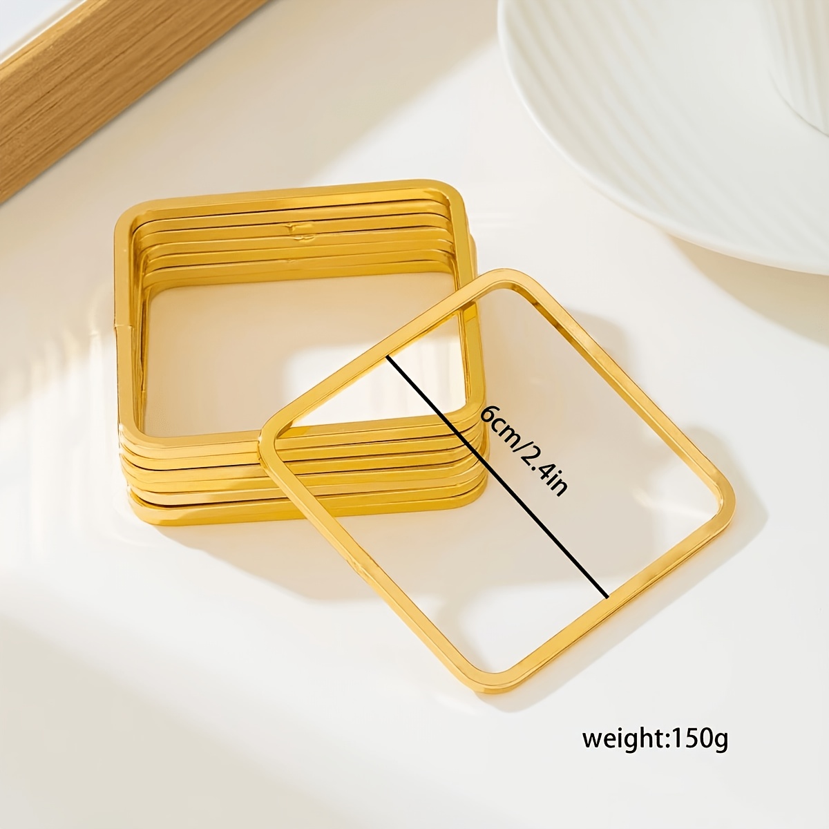 Unique Exaggerated Square Stackable Bangle Bracelet