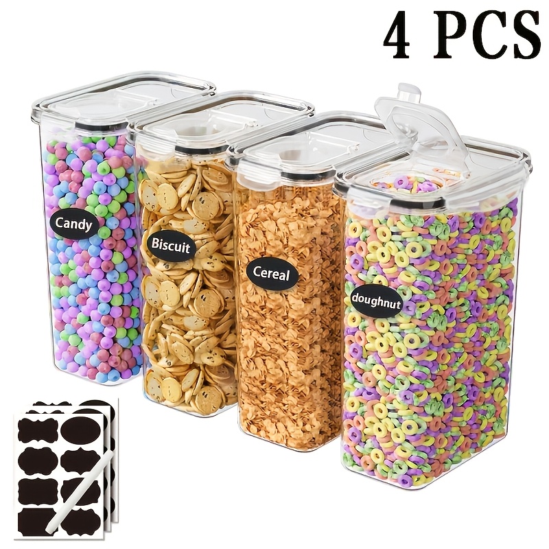2 4 6 8pcs set of   sealed food storage containers multi purpose storage containers plastic kitchen and pantry organization jars for     flour and sugar including labels
