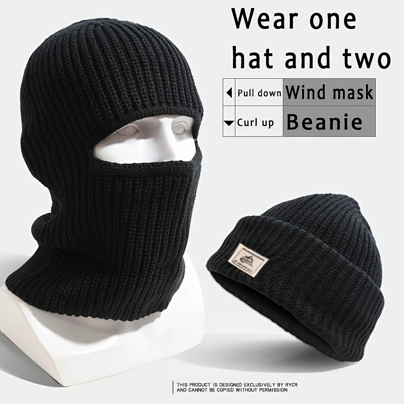 

A Winter Men's Balaclava Hat With And Cold Proof Head Cover, Face Mask, And Hat.