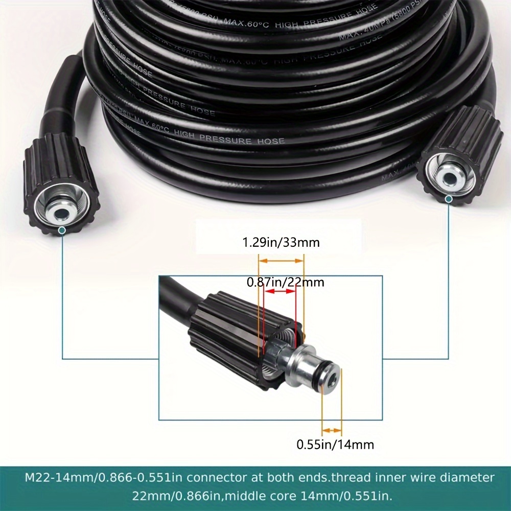 Manguera De Alta Presión 40MPa/5800PSI Para Hidrolavadoras Karcher K2, K3, K4, K5 | 6 Metros De Longitud | Goma Resistente Y Duradera