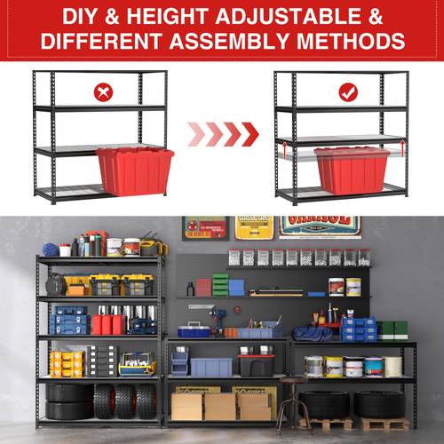 5 shelf heavy duty metal shelving unit x 48 w x 24 d adjustable storage rack with 4000 lbs load capacity for garage basement warehouse or workshop