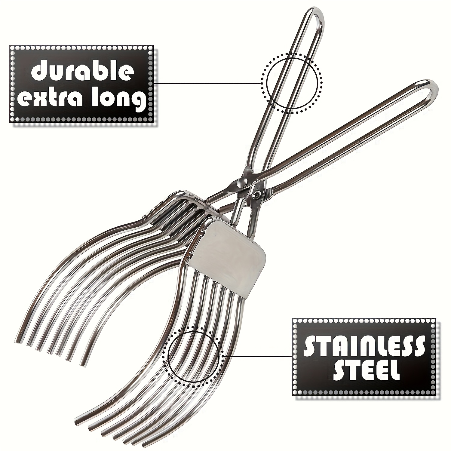 1pc stainless steel meat tongs heavy duty multi functional bbq tongs for grilling slicing and handling meat   bread   304 stainless steel with ergonomic handles for home outdoor and camping use grilling accessories for outdoor grill sleek metallic   durable kitchen tool Product details 3