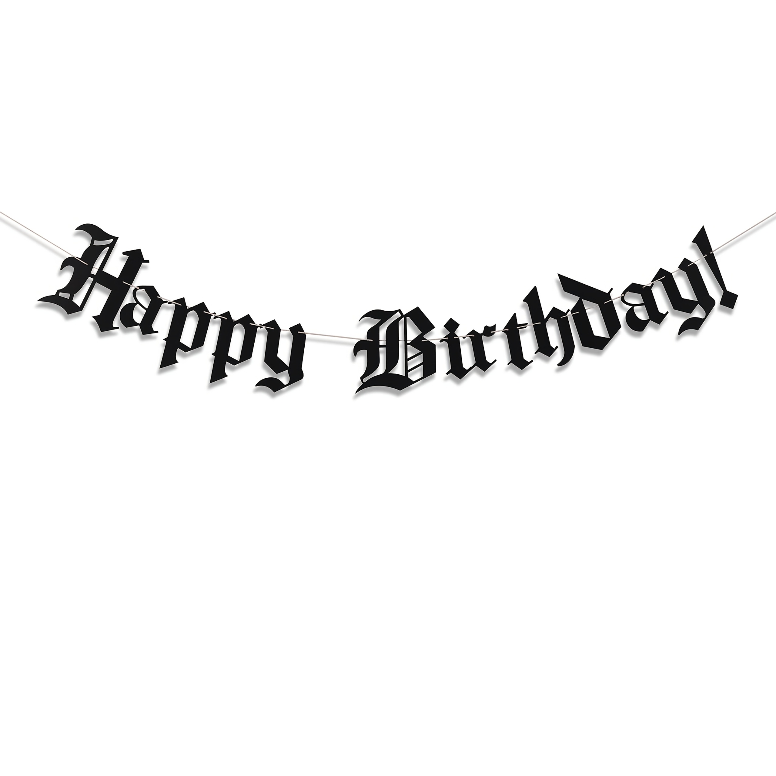 1pc Black Gothic Gothic Happy Birthday Banner - For Gothic Happy Birthday Party, Glitter Supplies