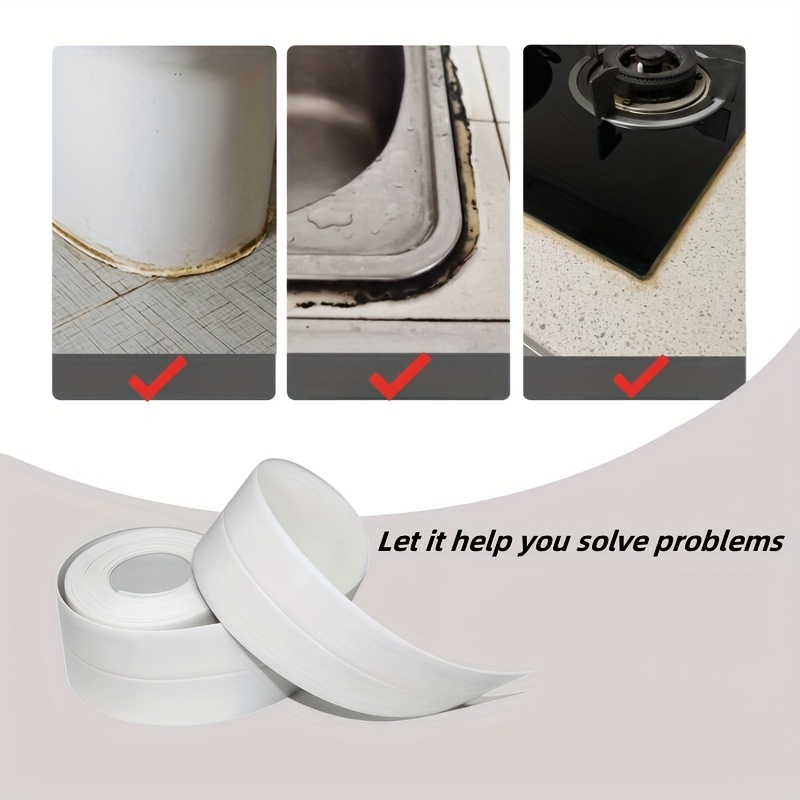 3 rouleaux de ruban étanche blanc - scellant multi-  adapté pour baignoires, douches,  , réparation de fuites de toit - application facile à découper, réparations étanches diy   7