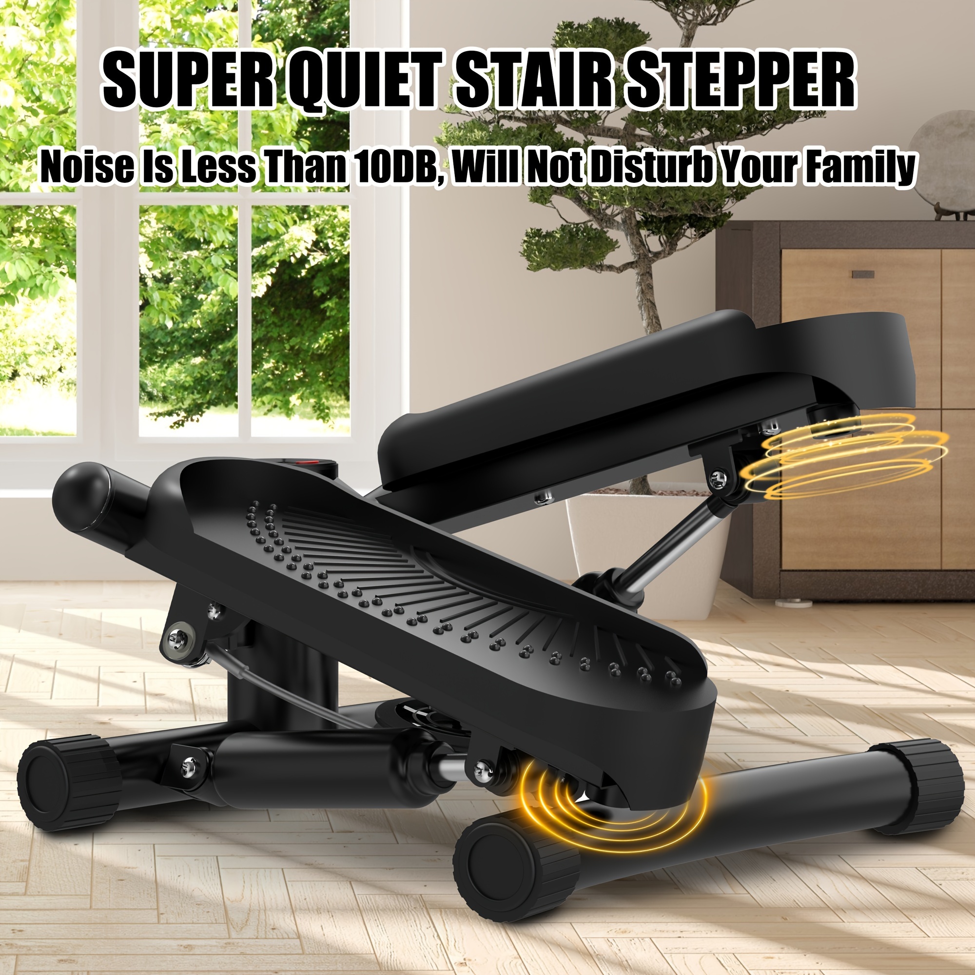 Stepper for Exercise Mini stair stepper with band, 330 LBS load  capacity and twist step portable exercise device, min