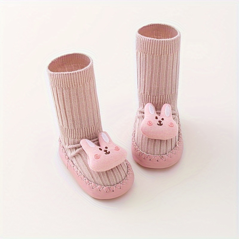 1 Pair Anti-slip Walking Socks Infant Toddler Dot Glue Floor Socks Double Needle Cartoon Sole Socks