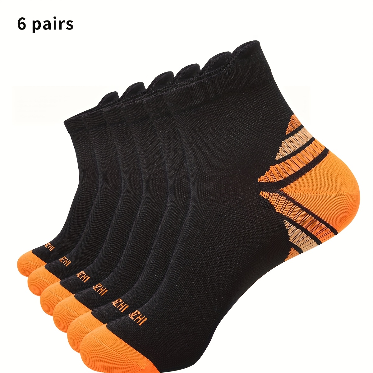 E-shop 6 Paar Unisex Kompressionsstrümpfe wadenhoch 15 mmHg, Outdoor-Rad- Laufstrümpfe, geeignet für die tägliche Arbeit, Laufen, Radfahren Fitness