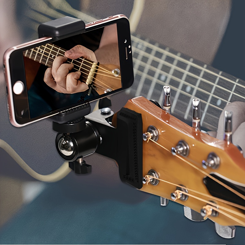 

Guitar Head Clip Guitar Phone Holder Smartphone Guitar Capo 360 Rotation Headstock Cell Phone Clamp Clip Mount For Electric Or Acoustic Guitars, Fits Smartphone