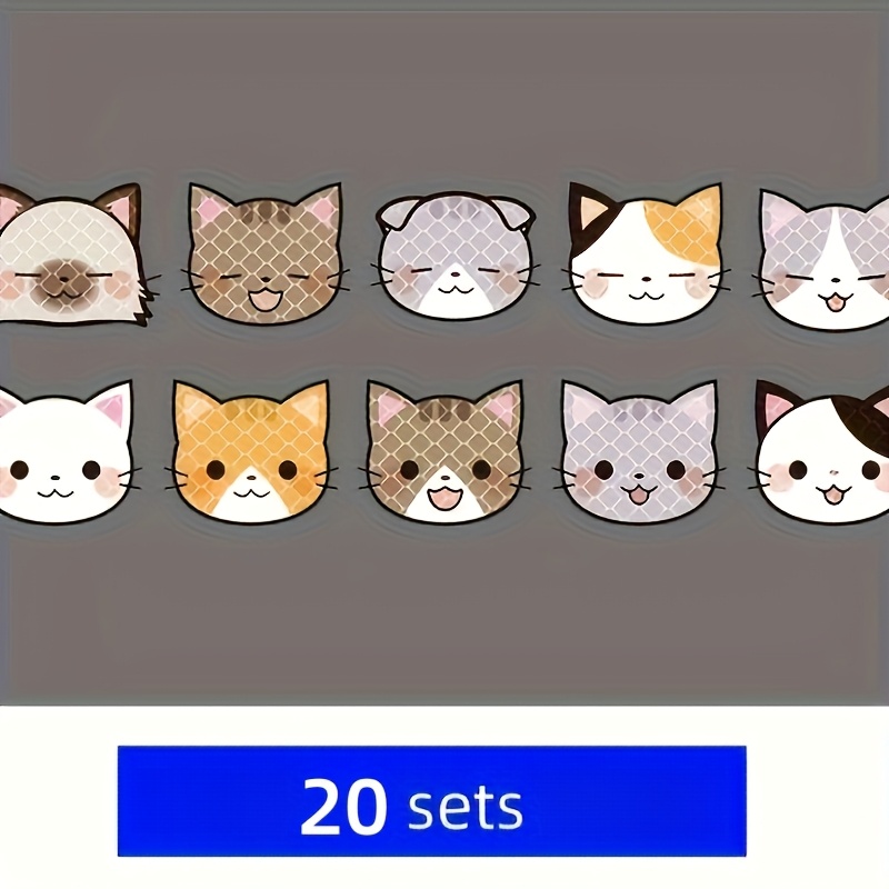 Image of 10/20pcs Of Cartoon Cat Reflective Car Stickers, Car Decorations, Body Scratch Protection Stickers, Cute Helmet Stickers
